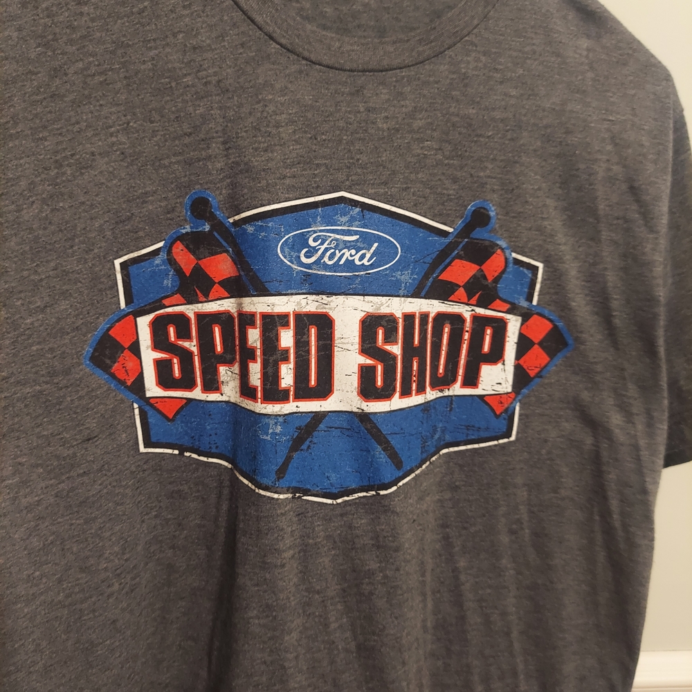 Ford Speed Shop Blue and Red Graphic Tee No Tag It Is A Mens Large.